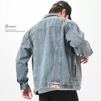 Куртка джинсовая ретро стираная мужская модная брендовая свободная большого размера американская повседневная короткая куртка S