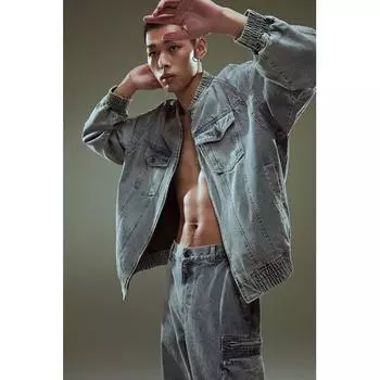 Куртка джинсовая свободного кроя HM Pale deniM Blue S