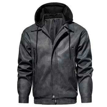 Куртка Fake Two, мужская бейсбольная куртка с капюшоном, мужская повседневная куртка из искусственной кожи XXXL