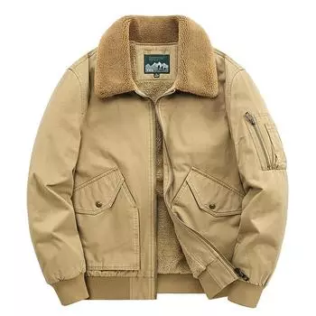 Куртка Хлопковая Одежда Мужская Среднего Возраста и Пожилых Людей Большие Размеры Чистый Хлопок С Начесом и Утолщенный Свободный Папина Куртка M