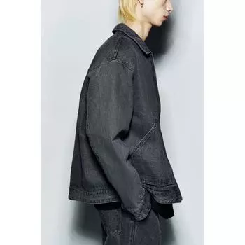 Куртка HM deniM свободного кроя, темно-серая, деним S