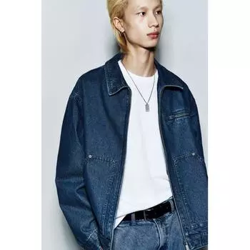 Куртка HM deniM свободного кроя, темно-синего цвета S