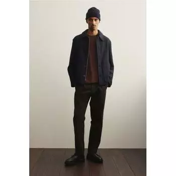 Куртка HM Regular Fit из смеси шерсти темно-синего цвета S