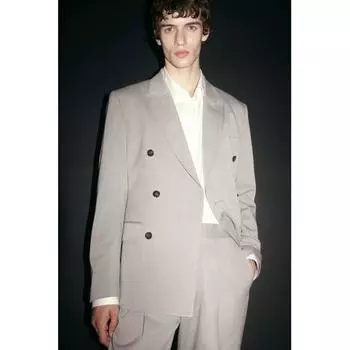 Куртка HM Regular Fit из смеси шерсти светло-серого цвета 42