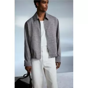 Куртка HM Regular Fit Twill темно-серого меланжевого цвета XS