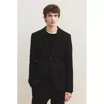 Куртка HM slim fit, черная, в белую полоску 44
