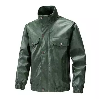 Куртка из американской искусственной кожи для мужчин, весна-осень, новая байкерская куртка с воротником-стойкой, универсальная модная куртка, пальто M