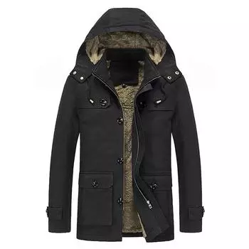 Куртка из чистого хлопка, мужская осенне-зимняя повседневная куртка большого размера, мужская бархатная утепленная теплая ветровка средней длины M хаки