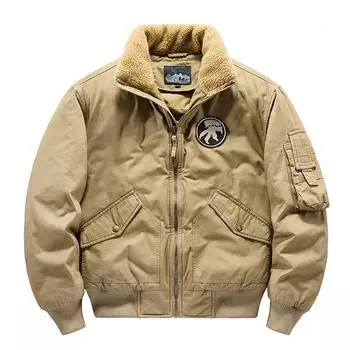 Куртка из чистого хлопка с потертостями, свободные плечи, большой размер, повседневная, утолщенная, стеганая, мужская, летная куртка, стеганая куртка с инструментами M хаки