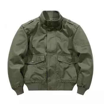 Куртка из чистого хлопка Tooling, мужская, весна-осень, американская повседневная, свободная, с воротником-стойкой, летная мужская куртка M хаки