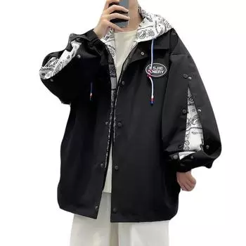 Куртка из двух частей с имитацией цветка кешью для мальчиков, осенняя, новая модная брендовая куртка в стиле Гонконга для бейсбольной униформы с капюшоном M