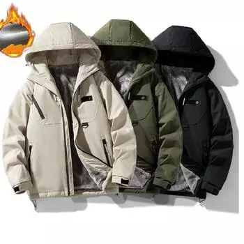 Куртка из флиса Plus, мужская, хлопковая, утепленная, теплая, большого размера, для активного отдыха, куртка из хлопка XS темно-зеленого