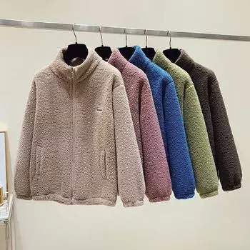 Куртка из гранулированного флиса женская осенне-зимняя новая универсальная теплая повседневная модная одежда с воротником-стойкой из шерсти и хлопка XL