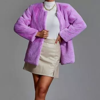 Куртка из искусственного меха 2024 года, новый товар, женская одежда, средняя и длинная, свободный пух, мягкий кроличий мех, взрыв XS