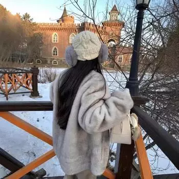 Куртка из искусственного меха для женщин, осень и зима, новый искусственный мех норки, свободный, экологически чистый, модный, интегрированный меховой плащ S