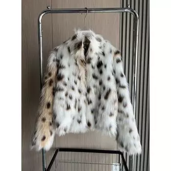 Куртка из искусственного меха серии Traf Winter Arrival, женское пальто с леопардовым принтом, длинное пальто с рукавами XS белый