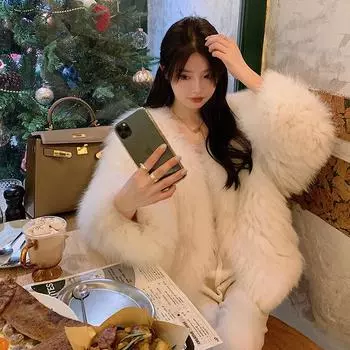 Куртка из искусственного меха женская одежда зима новая искусственная лисья шерсть короткая темпераментная светская львица молодая прическа S