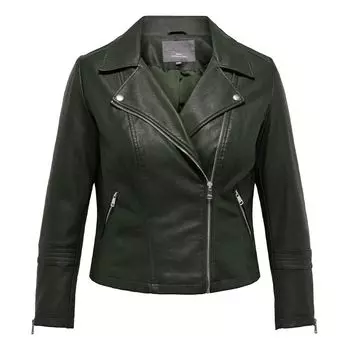 Куртка из искусственной кожи цвета хаки в байкерском стиле для женщин ONLY CARMAKOMA