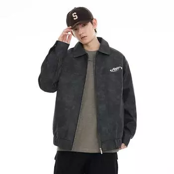 Куртка из искусственной кожи, мотоциклетная куртка, мужская, свободная, большого размера, бренд Tide, свободная, повседневная, хип-хоп, универсальная, на одежде Tide M серый