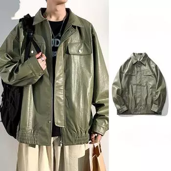 Куртка из искусственной кожи мужская осенняя модная брендовая мужская повседневная и красивая кожаная куртка для мотоциклистов M