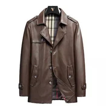 Куртка из искусственной кожи с несколькими пуговицами, ветровка с лацканами, деловая кожаная куртка для мужчин среднего и молодого возраста, мужская кожаная куртка для костюма XXXXXL чёрный