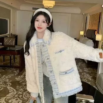 Куртка из искусственной овечьей шерсти для женщин на весну, осень и зиму, высокое качество, хлопковая пряжа, плотная хлопковая сшивка S