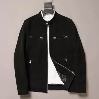 Куртка из натуральной кожи для мужчин, замшевая кожаная куртка с воротником-стойкой, короткий осенний мотоциклетный костюм, аккуратная и стильная мужская куртка, красивая L