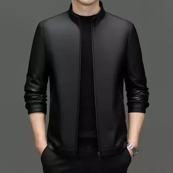 Куртка из натуральной кожи для мужчин среднего возраста, повседневная куртка из овчины для пап, весна, осень, зима, модная кожаная куртка 170