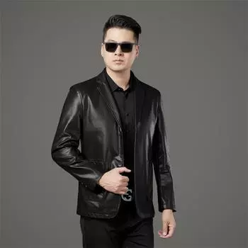 Куртка из натуральной кожи для мужчин среднего и пожилого возраста, деловая, повседневная, стильная, модная и теплая, куртка из овчины M