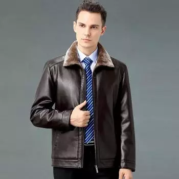 Куртка из натуральной кожи для мужской осенне-зимней одежды, плюшевая и утолщенная мужская куртка из овечьей кожи для папы XXXXL