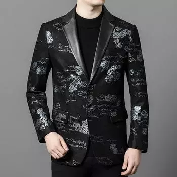 Куртка из натуральной кожи для мужской верхней одежды. Высококачественная мужская повседневная мужская повседневная корейская версия в полоску. Кожаный костюм в полоску для мужской одежды. 5XL