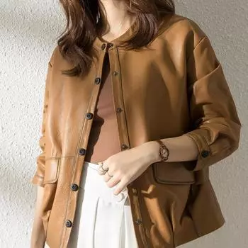 Куртка из натуральной кожи для женщин, весна и осень, новая модная повседневная куртка из овчины, короткая мотоциклетная куртка, молодежный стиль M