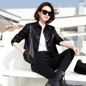 Куртка из натуральной кожи для женщин, весна и осень, новый стиль, короткая модная кожаная куртка из овчины M