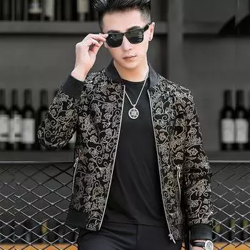 Куртка из натуральной кожи, мужская бейсбольная куртка с принтом из овечьей кожи, новая весенне-осенняя куртка, укороченная меховая куртка для похудения 5XL