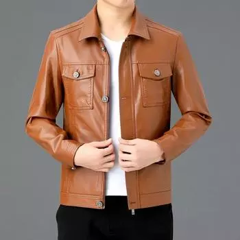 Куртка из натуральной кожи, мужская, новая, осенне-зимняя, однобортная куртка с лацканами, мягкая кожаная куртка из овчины 170