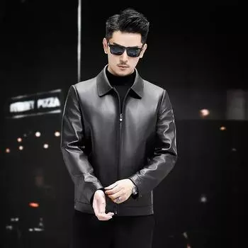 Куртка из натуральной кожи мужская осенне-зимняя, новый стиль, съемный пуховик, деловая повседневная куртка из натуральной кожи 48