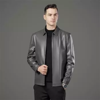 Куртка из натуральной кожи мужская осенняя бархатная с лацканами, деловая повседневная, среднего возраста, тонкая кожаная куртка высокого класса 170