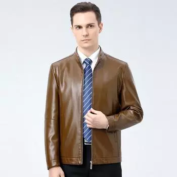 Куртка из натуральной кожи мужская осенняя одежда новая мода повседневная куртка из овчины стоячий воротник куртка для папы мужская 170