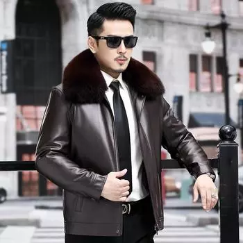 Куртка из натуральной кожи мужская с подкладкой из норки, новая зимняя куртка из норки Ni Overcome Fur Integrated Gold Mink M