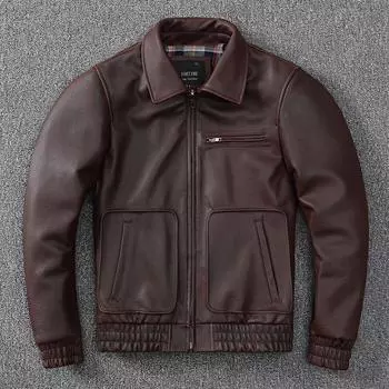 Куртка из натуральной кожи, мужская толстая воловья кожа первого слоя, осенне-зимняя короткая куртка, пальто большого размера S