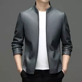 Куртка из натуральной кожи, мужская тонкая кожаная куртка, высококачественный повседневный воротник-стойка, пальто большого размера из овчины, новый стиль 170