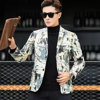 Куртка из натуральной кожи, мужской костюм из овчины с принтом, белая однослойная куртка, облегающий пиджак, весенне-осенний тренд 4XL