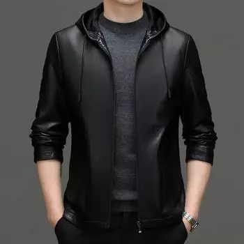 Куртка из натуральной кожи, новая мужская повседневная кожаная куртка, повседневная мотоциклетная куртка с капюшоном, осенний наряд папы среднего возраста 4XL