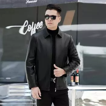 Куртка из натуральной кожи, осеннее и зимнее пальто, повседневная мужская овчина высокого класса плюс бархат, потертая кожа, трендовая одежда 170