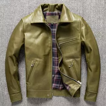 Куртка из натуральной кожи первого слоя из натуральной кожи, мужская молодежная облегающая короткая осенне-зимняя куртка, модная S