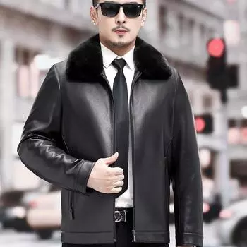 Куртка из натуральной овчины для мужчин, утолщенная куртка Nikk, куртка Daddy, мужской воротник большого размера из золотистой норки, съемная внутренняя подкладка M