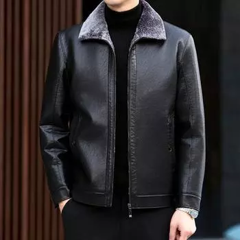 Куртка из натуральной овчины, мужская, меховая, для папы, цельная, плюс бархатная кожаная куртка, мужская куртка из натуральной кожи для людей среднего возраста M