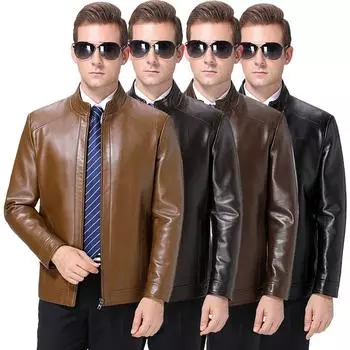 Куртка из овчины для мужчин среднего и пожилого возраста, тонкое свободное пальто на весну и осень, кожаная куртка для папы 170