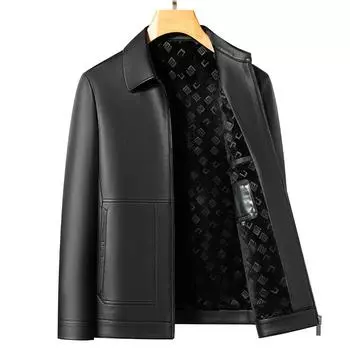 Куртка из овчины, высококачественная куртка из натуральной кожи, весна и осень, новая плюшевая кожаная куртка, топ из натуральной кожи для мужчин среднего возраста M