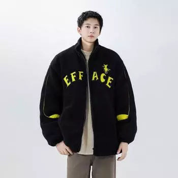 Куртка из овечьего флиса мужская осенне-зимняя нового стиля плюс утолщенный бархатный утеплитель свободная повседневная мужская зимняя одежда трендовая одежда из хлопка M